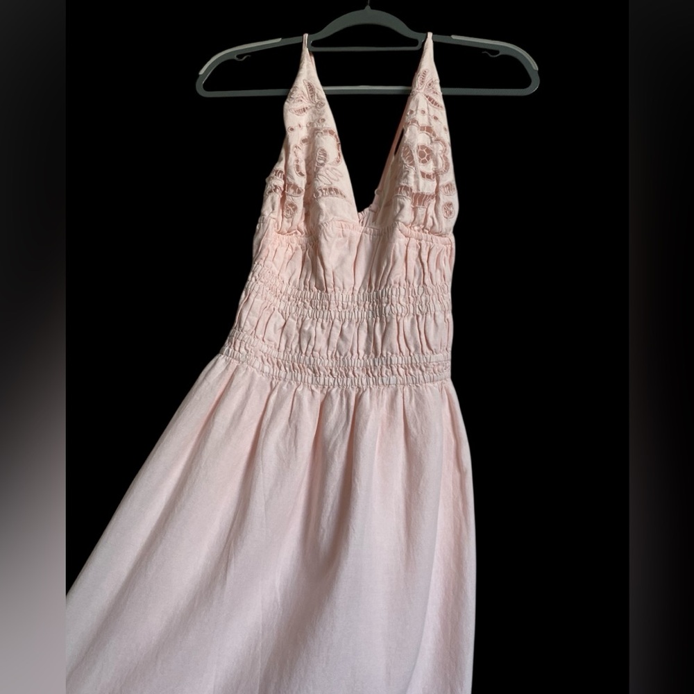 Future Collective Women's Eyelet Maxi A-Line Dress Pastel Pink Size XS - Picture 4 of 13